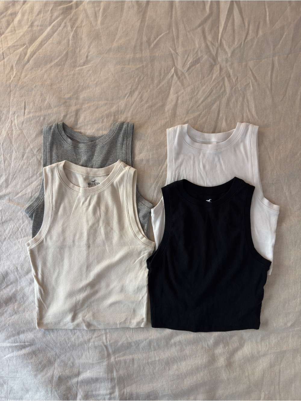 Hollister Bundle Ribbed Racerback Crop Tank Tops